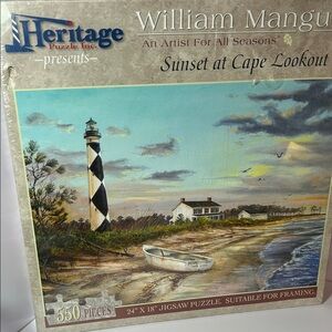 Heritage Sunset at Cape Lookout Puzzle - Blue and Green
